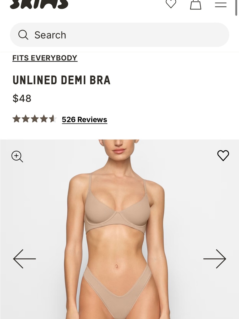 SKIMS Unlined Demi Bra — Nude/Tan